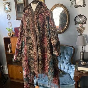 Festival pashmina hooded sweater. Imported from Europe, made in India. Size S-M.